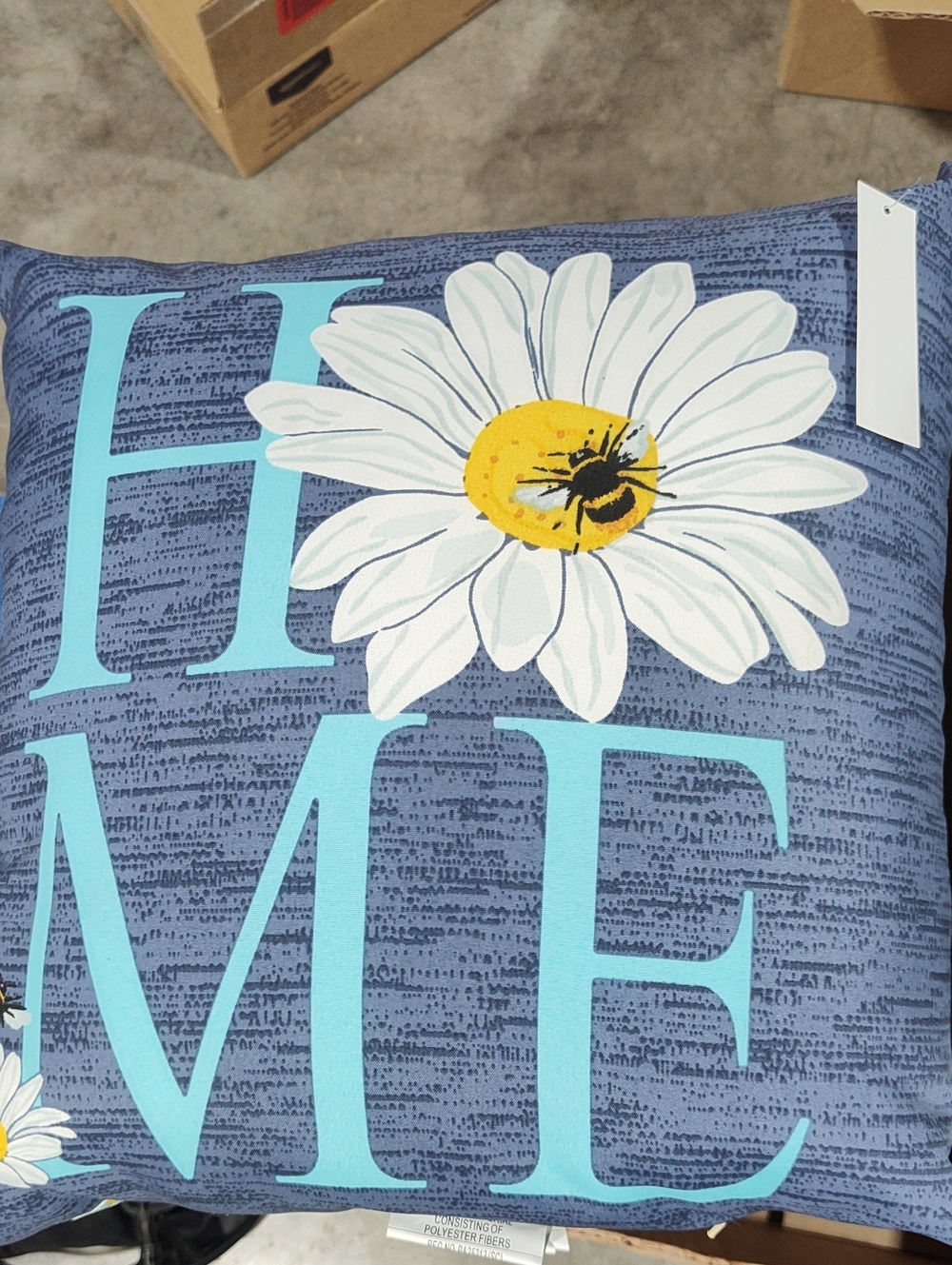 HOME Blue Daisy Accent Pillow with Bee + Navy Pillow- New